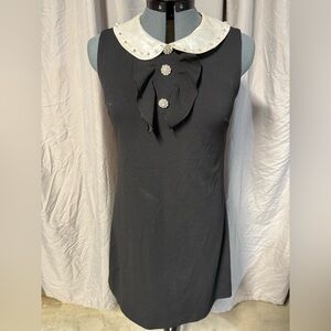 *Betsy Johnson Y2K White Pearl Black Dress